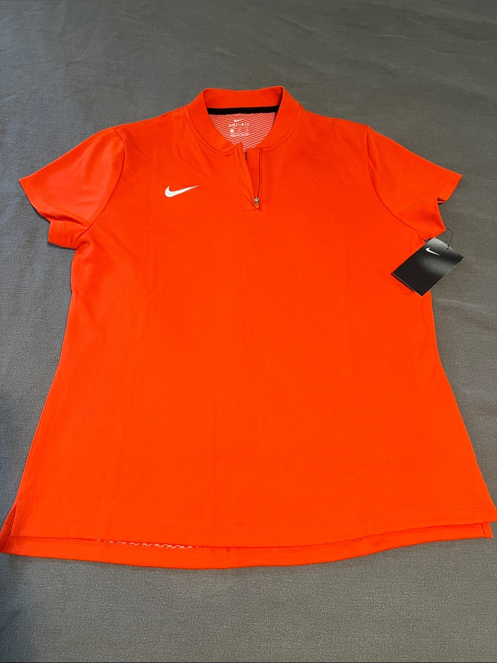 Nike Bright OrangeWomen’s Athletic Aeroreact Short Sleeve Golf Polo Zip Neck XL